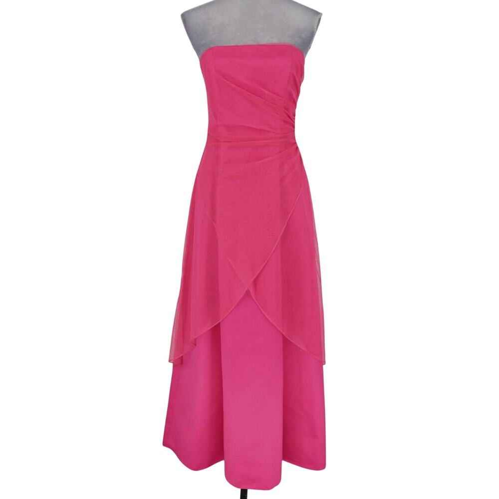 Morgan And Co Dress Gown Juniors 7 8 Pink Strapless Mesh Lined Wedding Prom